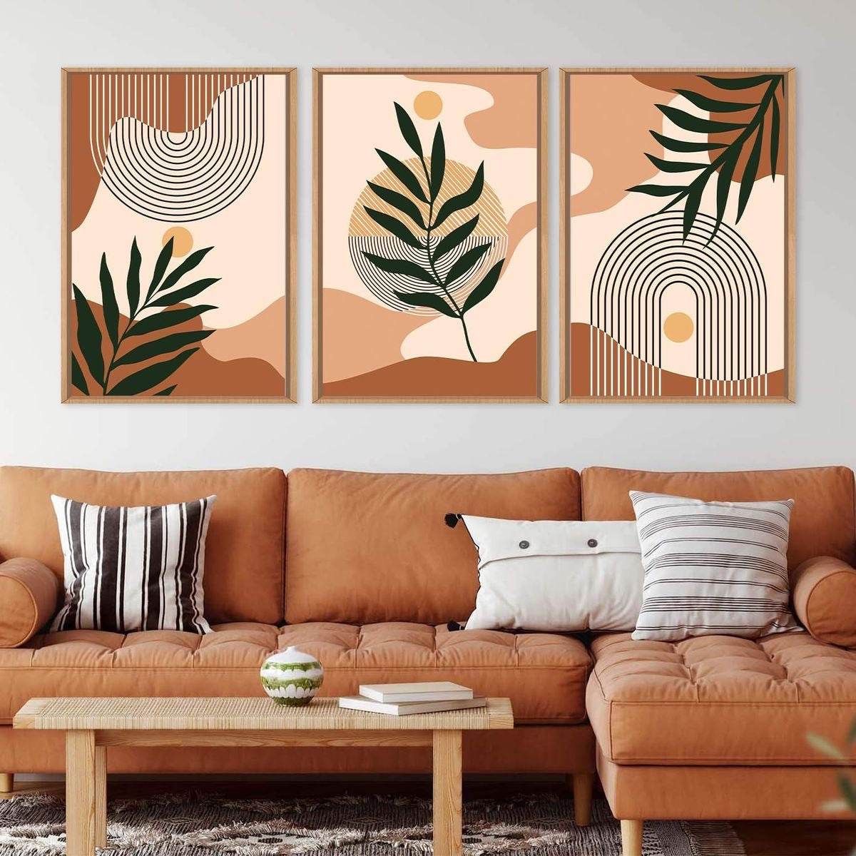 Set of 3 Abstract art - orange - premiummart.pk