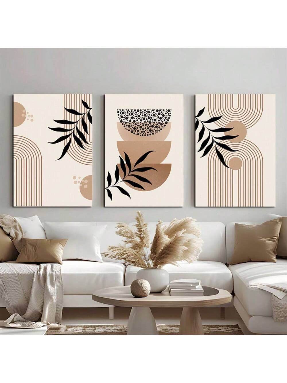 Set of 3 Abstract Art - Cream theme - premiummart.pk