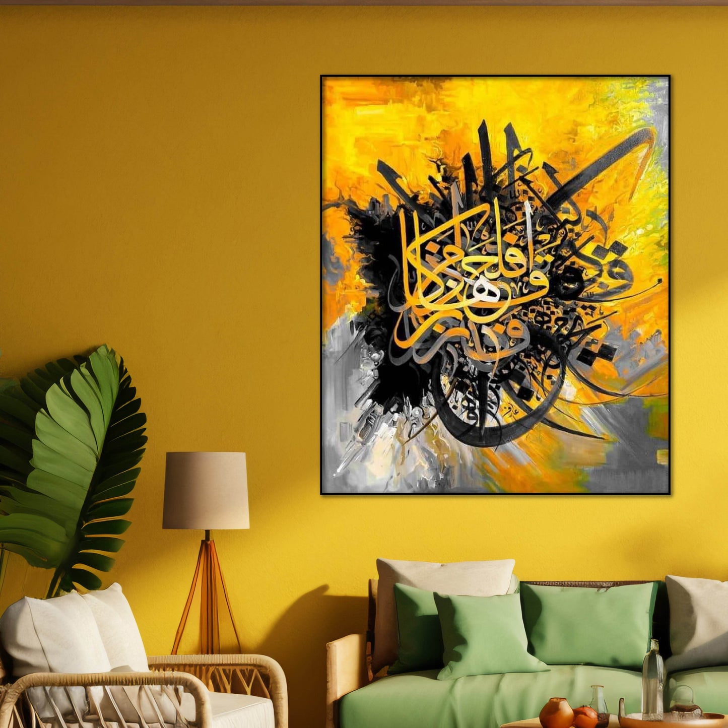 Yellow Caligraphy Art - premiummart.pk