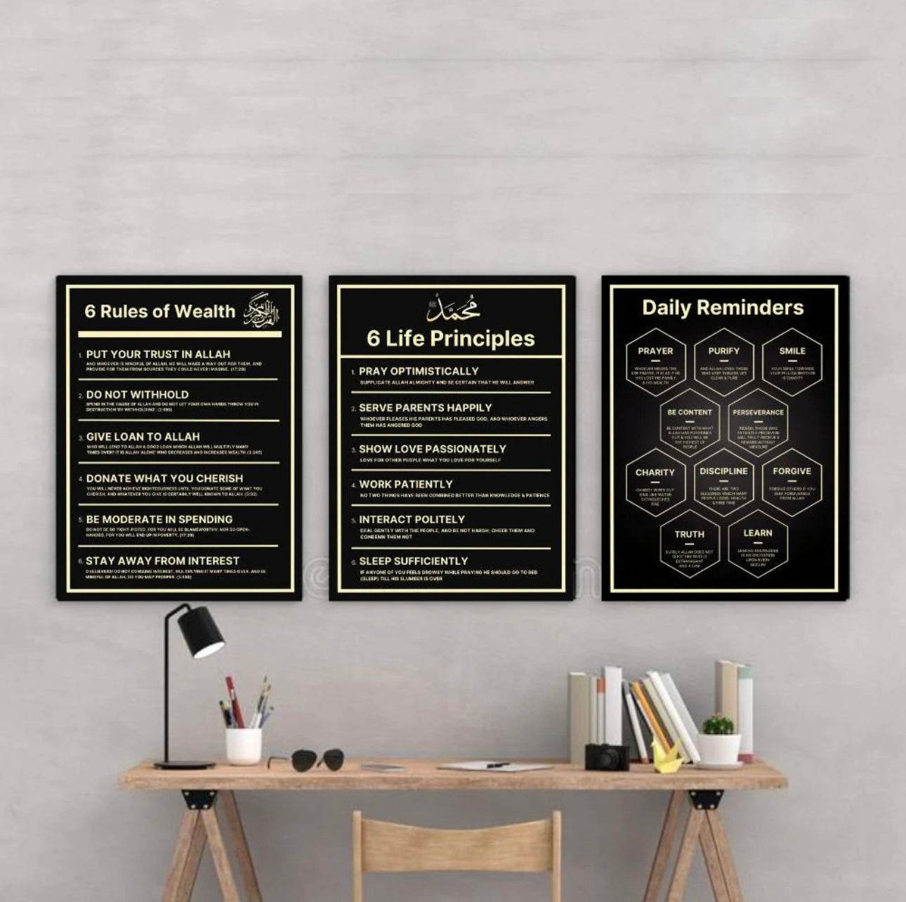 Set of 3 Life Principles Wall Frames