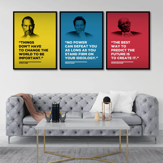 Set of 3 Motivational Art(Steve Job, IK, Peter Drucker) - premiummart.pk