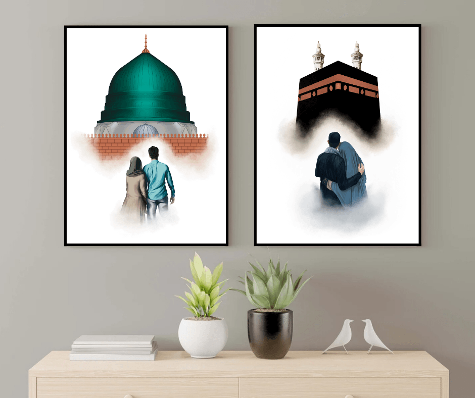 MASJID AL NABAWI & HARAM COUPLE GIFT MOROCCO ART - premiummart.pk