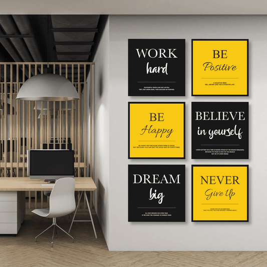 MOTIVATIONAL FRAMED QUOTES BUNDLE WITH YELLOW COMBINATION - premiummart.pk