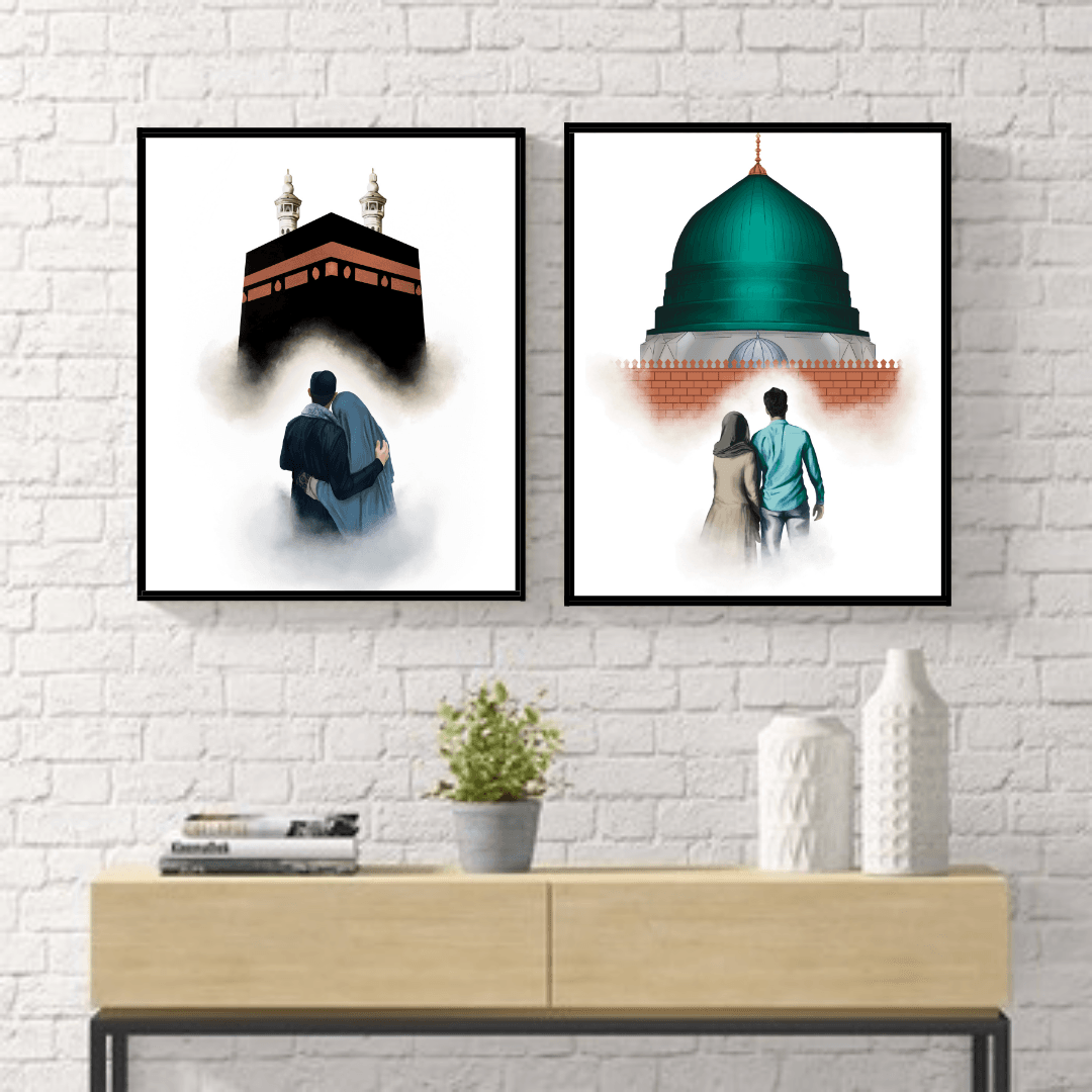 MASJID AL NABAWI & HARAM COUPLE GIFT MOROCCO ART - premiummart.pk