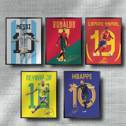 Set of 5 Famous Legend Footballers- wall art