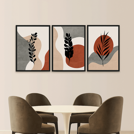 Set of 3 Peach Abstract Art