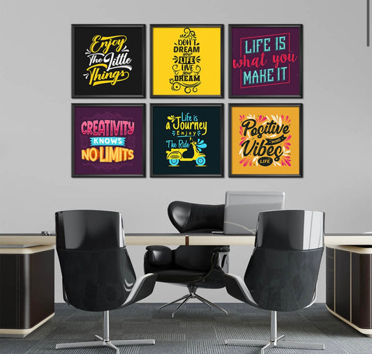 Set of 6 multi colour -Motivational Art