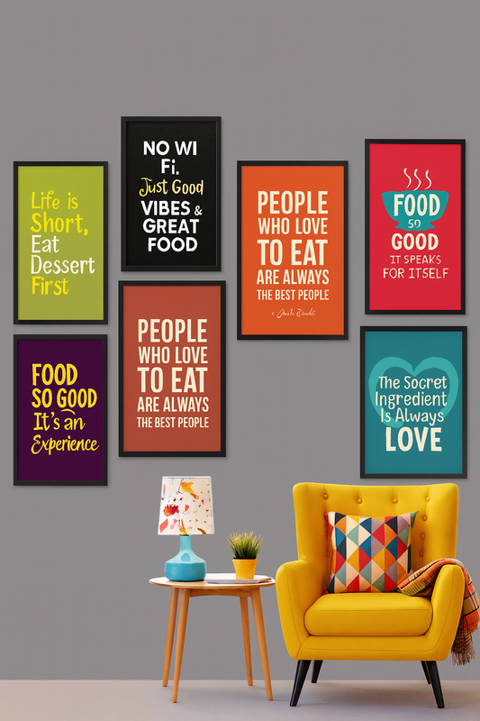 Set of 7 Food Quotes Premium - Multi colours