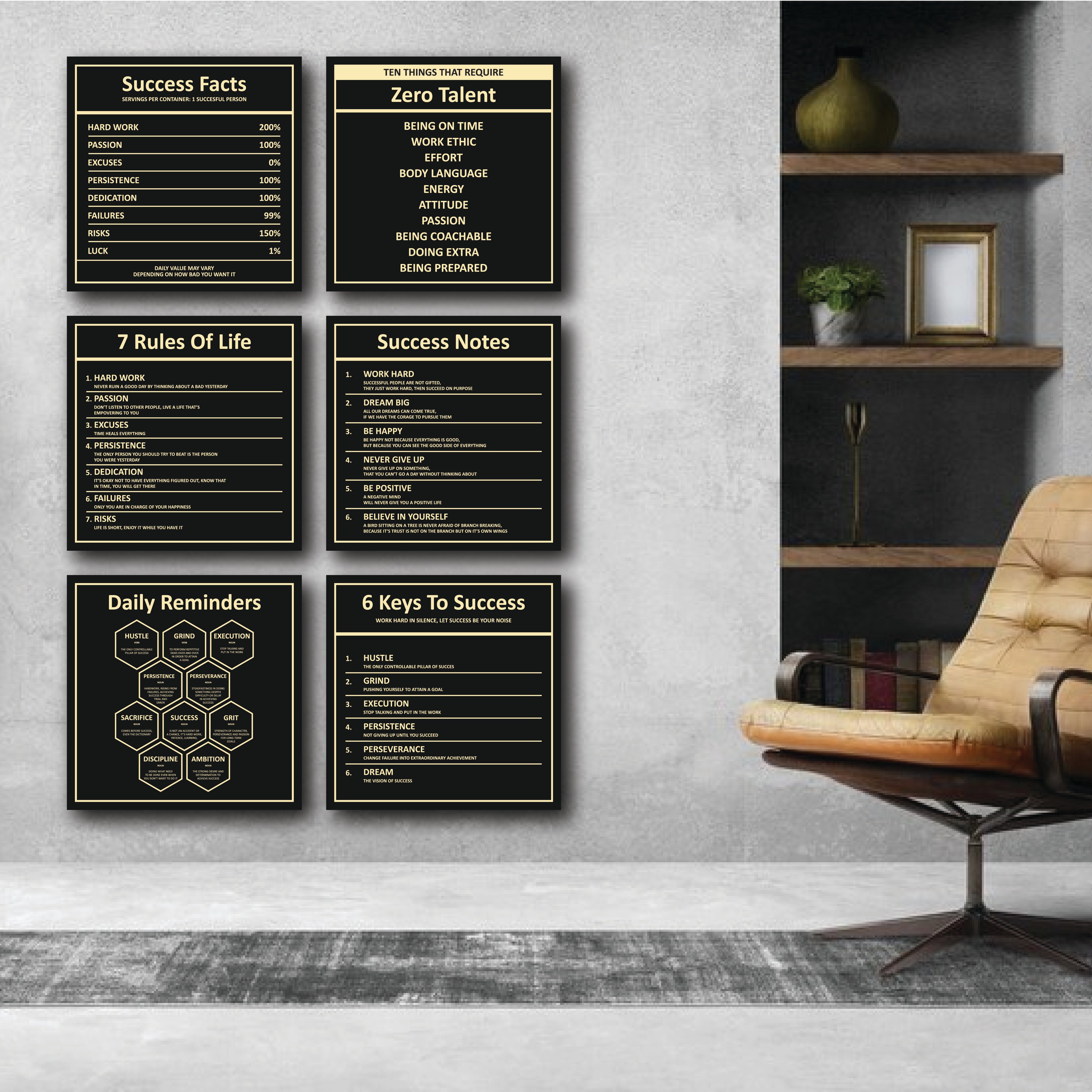 6 x Motivational Office and Home decore All in 1 (New Varient)