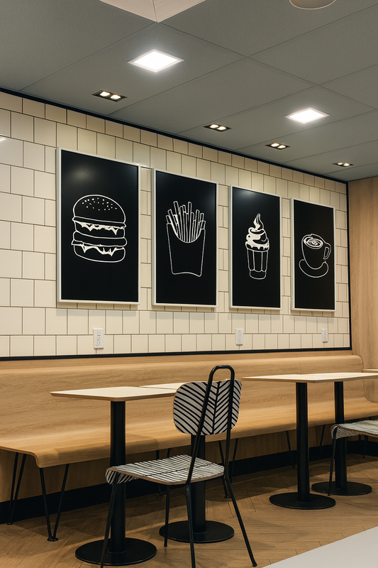 Set of 4 Food Abstract for Cafes