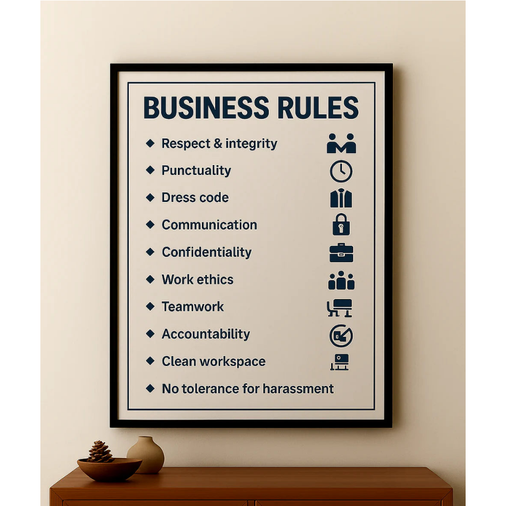 Business rule white 16x20inches size