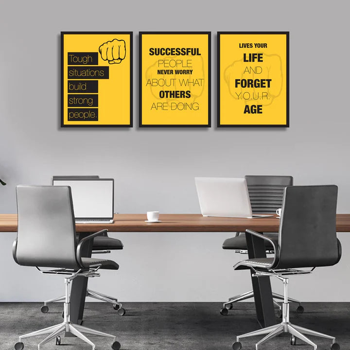 Set of 3 Yellow Motivational Frames